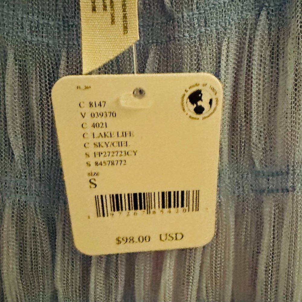 NWT Free People Smock About It Slip Dress โ Blue "Lake Life" Small | Sheer Maxi - Picture 8 of 8